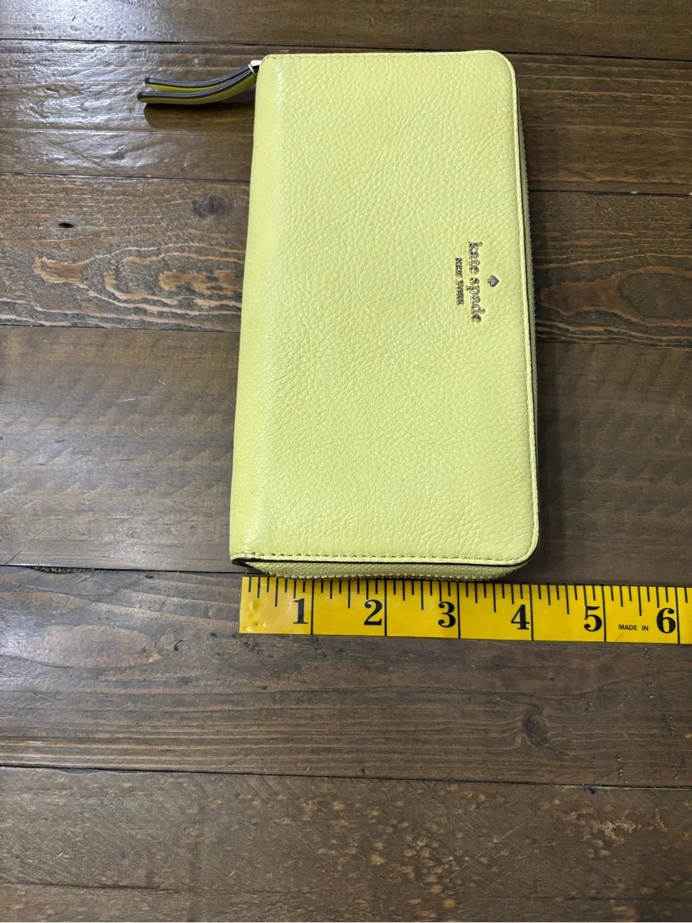 Kate Spade Yellow Pebbled Leather Zip Around Wallet